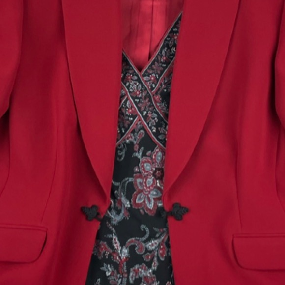 TAHARI | 3-Piece Suit | Red Brick/Black | Jacket, Tank, Wide Leg Trousers | 14 - Picture 5 of 16